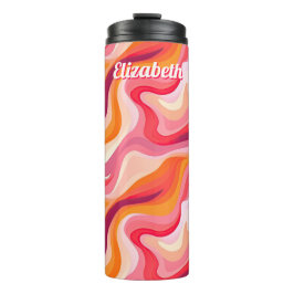 Abstraktes Muster Retro-Ästhetik mit Name Thermosbecher