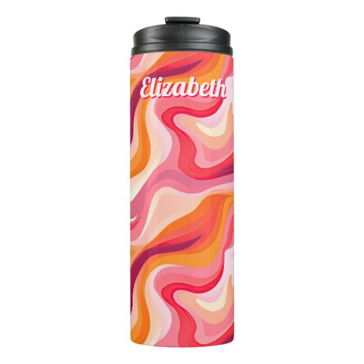 Abstraktes Muster Retro-Ästhetik mit Name Thermosbecher (Vorderseite)