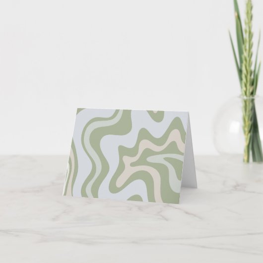 Abstraktes Muster Retro Liquid Swirl in Sage Green (Vorderseite)