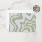 Abstraktes Muster Retro Liquid Swirl in Sage Green Mitteilungskarte (Vorderseite/Rückseite Beispiel)