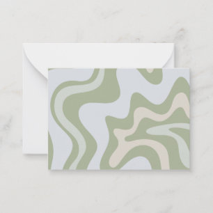 Abstraktes Muster Retro Liquid Swirl in Sage Green Mitteilungskarte