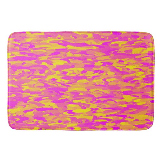 Abstraktes Muster Rosa Gelborange Bath Mat Badematte (Vorderseite)