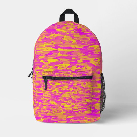 Abstraktes Muster Rosa Gelborange Bedruckter Rucksack (Vorderseite)