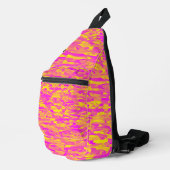 Abstraktes Muster Rosa Gelborange Crossbody Bag (Rechte Ecke)