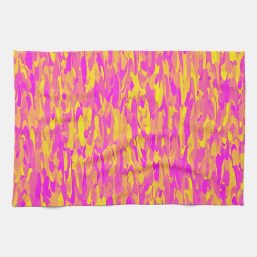 Abstraktes Muster Rosa Gelborange Geschirrtuch (Horizontal)