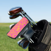 Abstraktes Muster Rosa Gelborange Golf Headcover (In Situ)