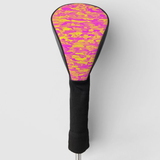 Abstraktes Muster Rosa Gelborange Golf Headcover (Vorderseite)