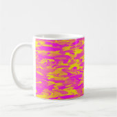 Abstraktes Muster Rosa Gelborange Kaffeetasse (Links)