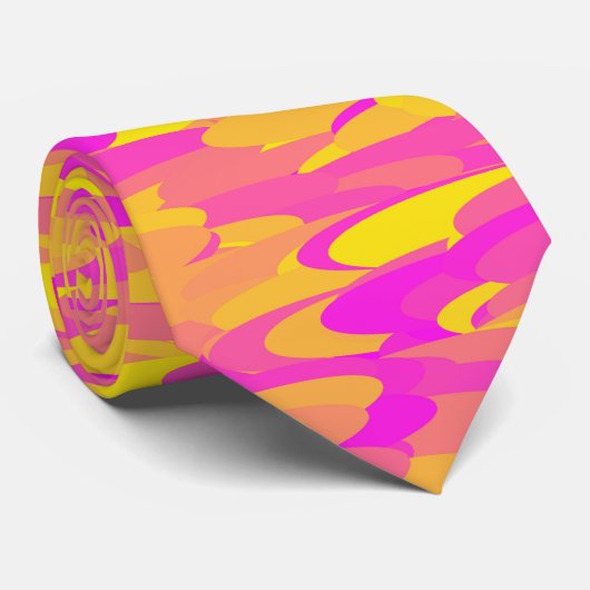 Abstraktes Muster Rosa Gelborange Krawatte (Gerollt)