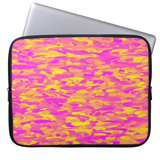 Abstraktes Muster Rosa Gelborange Laptopschutzhülle (Vorderseite)
