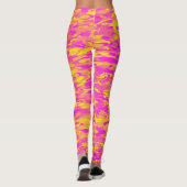 Abstraktes Muster Rosa Gelborange Leggings (Rückseite)