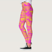 Abstraktes Muster Rosa Gelborange Leggings (Links)
