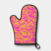 Abstraktes Muster Rosa Gelborange Ofenhandschuh (Vorderseite)