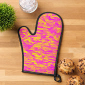 Abstraktes Muster Rosa Gelborange Ofenhandschuh (Oben unten)