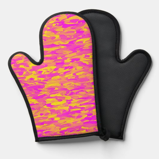 Abstraktes Muster Rosa Gelborange Ofenhandschuh (Vorderseite/Rückseite)
