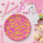 Abstraktes Muster Rosa Gelborange Pappteller (Party)