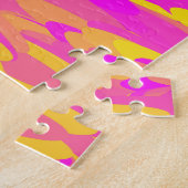 Abstraktes Muster Rosa Gelborange Puzzle (Seite)