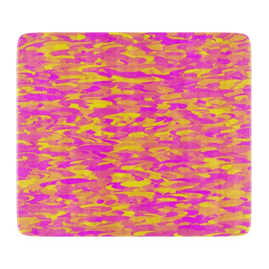 Abstraktes Muster Rosa Gelborange Schneidebrett (Vorderseite)