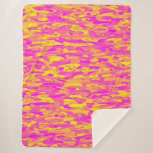 Abstraktes Muster Rosa Gelborange Sherpadecke