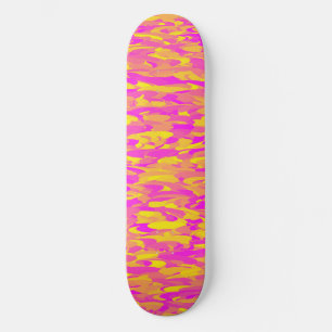 Abstraktes Muster Rosa Gelborange Skateboard