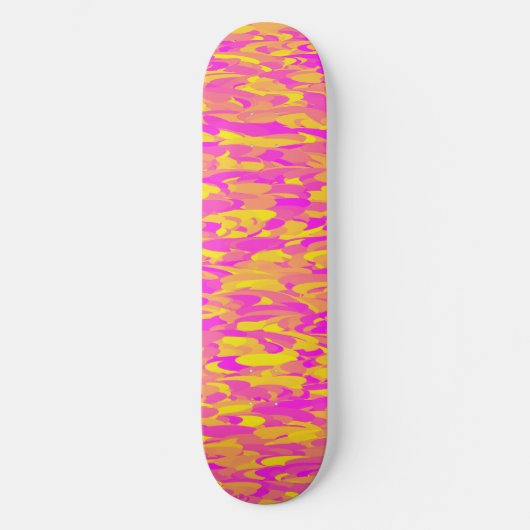 Abstraktes Muster Rosa Gelborange Skateboard (Vorderseite)