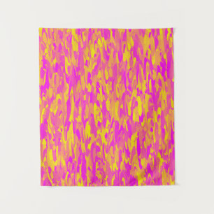 Abstraktes Muster Rosa Gelborange Wandteppich