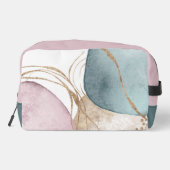 Abstraktes Muster, rosa Gold und grünes Dopp-Kit Waschbeutel (Rückseite)