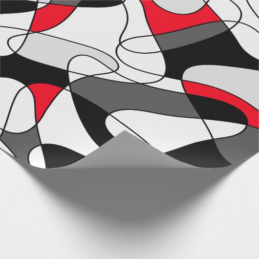 Abstraktes Muster - rot, schwarz und weiß. Geschenkpapier (Ecke)