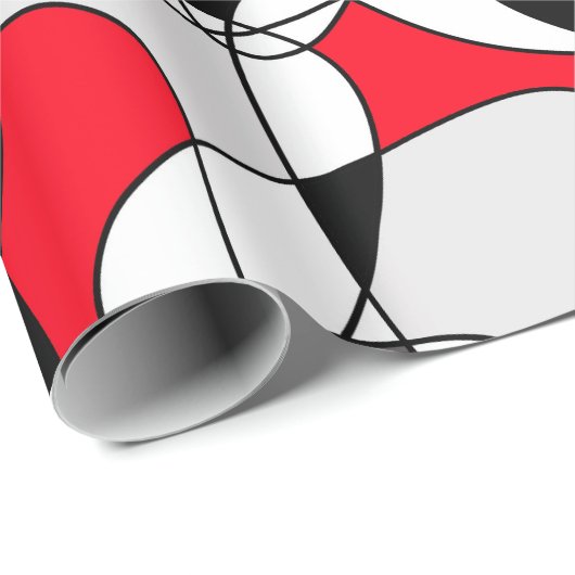 Abstraktes Muster - rot, schwarz und weiß. Geschenkpapier (Rolleneckpunkt)