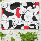 Abstraktes Muster - rot, schwarz und weiß. Geschirrtuch (Gefaltet)