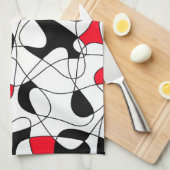 Abstraktes Muster - rot, schwarz und weiß. Geschirrtuch (Viertel Falte)