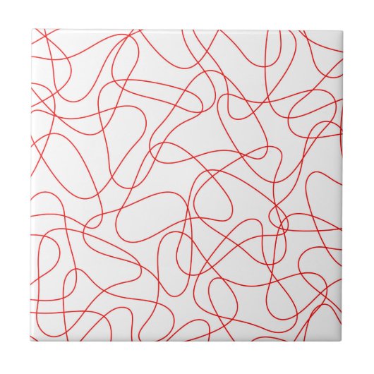 Abstraktes Muster - rot und weiß. Fliese (Vorderseite)