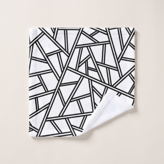 Abstraktes Muster - Schwarzweiß Badhandtuch Set (Waschlappen)