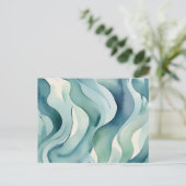 Abstraktes Muster Soft Watercolor Waves Postkarte (Stehend Vorderseite)