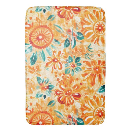 Abstraktes Muster Sonniger orangefarbener Duschvor Badematte (Vorderseite Vertikal)