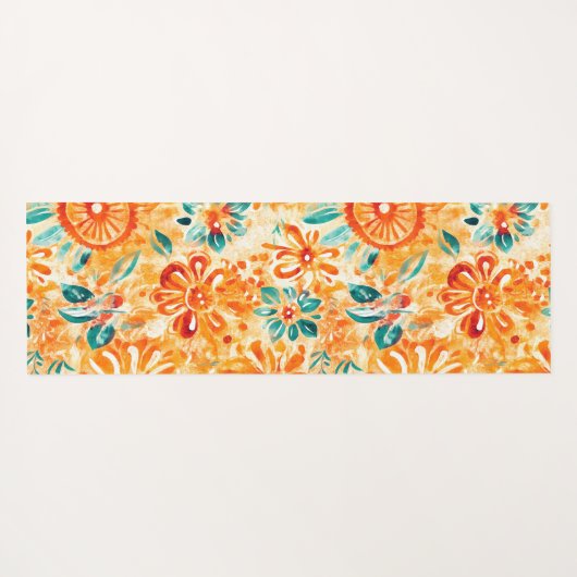 Abstraktes Muster Sonniger orangefarbener Duschvor Yogamatte (Rückseite (Horizontal))