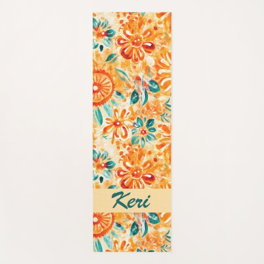 Abstraktes Muster Sonniger orangefarbener Duschvor Yogamatte (Vorderseite)