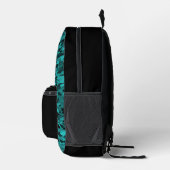 Abstraktes Muster Teal Schwarz Bedruckter Rucksack (Rechts)