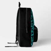 Abstraktes Muster Teal Schwarz Bedruckter Rucksack (Links)