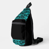 Abstraktes Muster Teal Schwarz Crossbody Bag (Rechte Ecke)