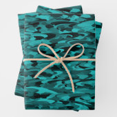 Abstraktes Muster Teal Schwarz Geschenkpapier Set (Beispiel)
