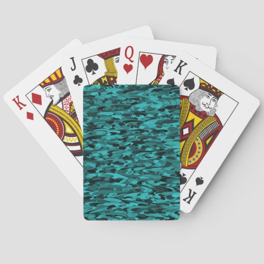 Abstraktes Muster Teal Schwarz Spielkarten (Rückseite)