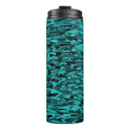 Abstraktes Muster Teal Schwarz Thermosbecher