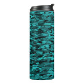 Abstraktes Muster Teal Schwarz Thermosbecher (Nach links gedreht)