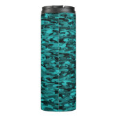 Abstraktes Muster Teal Schwarz Thermosbecher (Rückseite)