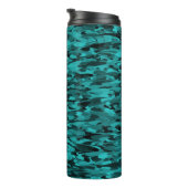 Abstraktes Muster Teal Schwarz Thermosbecher (Nach rechts gedreht)