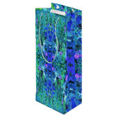 Abstraktes Muster und blaues Folienzmuster Geschenktüte Für Weinflaschen (Rückseite Schrägansicht)