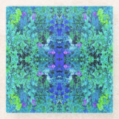 Abstraktes Muster und blaues Folienzmuster Glasuntersetzer (Vorderseite)