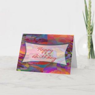 Abstraktes Muster und Text   Happy Birthday Karte