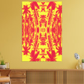 Abstraktes Muster von Palmen in Rot und Gelb Leinwanddruck (Insitu (Wohnzimmer))